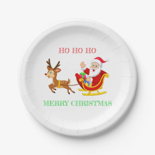 Santa Reindeer x-mas Pappteller