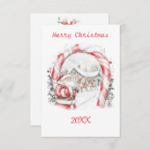 Santa Reindeers Christmas Flat Note Card Mitteilungskarte (Vorne/Hinten)