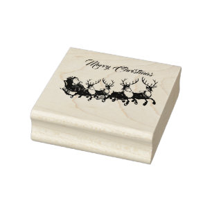 Santa Reindeers Frohe Weihnachten Gummistempel