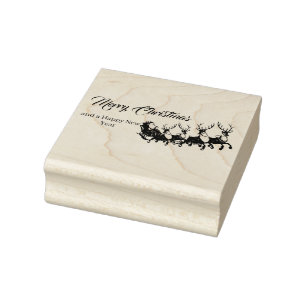 Santa Reindeers Frohe Weihnachten Gummistempel