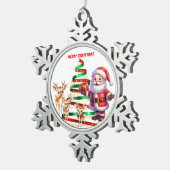 SANTA & REINDEER'S PEWTER SNOWFLAKE ORNAMENT (Rechts)