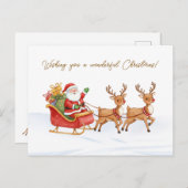 Santa Reindeers Sleigh Christmas Postcard Postkarte (Vorne/Hinten)