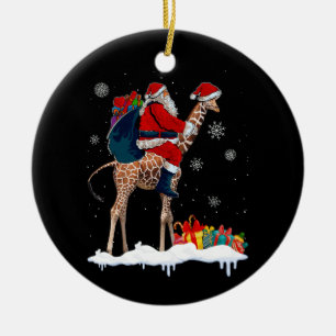 Santa-Reitender-Giraffe-Weihnachts-Pyjama-Santa-Li Keramik Ornament