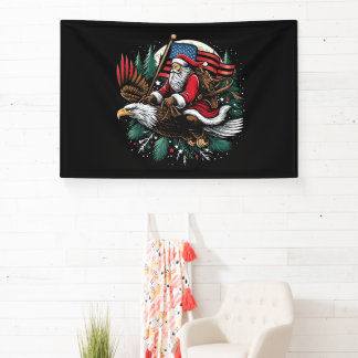 Santa reitet Adler USA-Flagge Weihnachten Banner