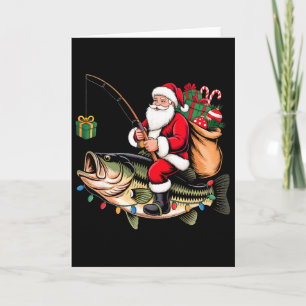 Santa Reitet Auf B Fisch Weihnachten Angeln Lustig Karte