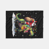 Santa reitet auf Dinosaurier T Rex Weihnachten Jun Fleecedecke (Vorderseite (Horizontal))