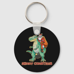 Santa reitet auf Dinosaurier, Trex Weihnachtsmann, Schlüsselanhänger
