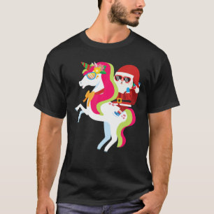 Santa reitet auf einem Einhorn Lustiges süßes Wint T-Shirt