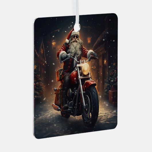 Santa reitet auf einem Harley Weihnachtsschmuck (Vorderseite Rechts)
