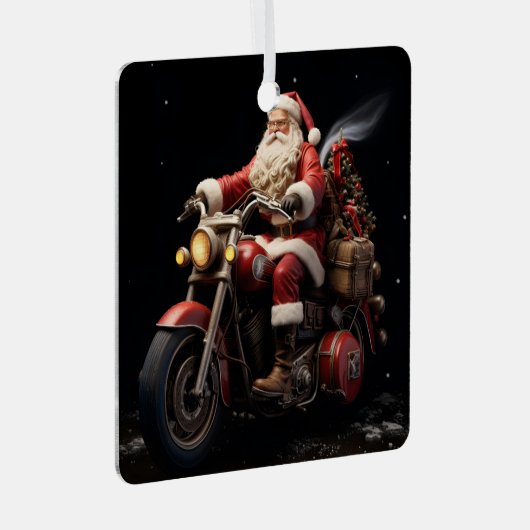 Santa reitet auf einem Harley Weihnachtsschmuck (Vorderseite Rechts)