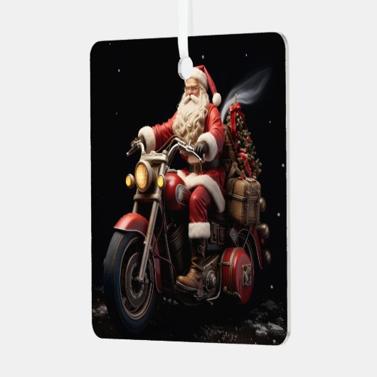 Santa reitet auf einem Harley Weihnachtsschmuck (Vorderseite links)