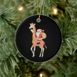Santa reitet auf Giraffe Weihnachten Xmas Ferienze Keramik Ornament