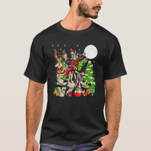 Santa reitet auf Rentier American Shorthair Katze T-Shirt
