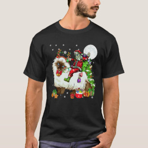 Santa reitet auf Rentier Himalaya-Katze Weihnachts T-Shirt