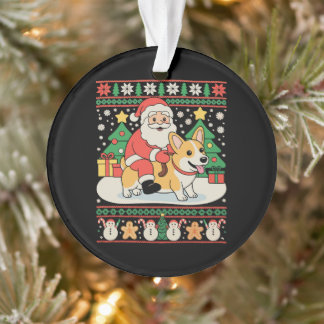 Santa Reitet Corgi Hund Hässliches Weihnachten Xma Ornament