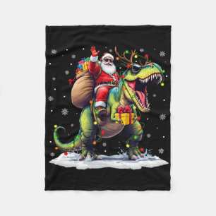 Santa Reitet Dinosaurier T Rex Weihnachten Jungen  Fleecedecke