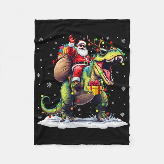 Santa Reitet Dinosaurier T Rex Weihnachten Jungen  Fleecedecke (Vorderseite)