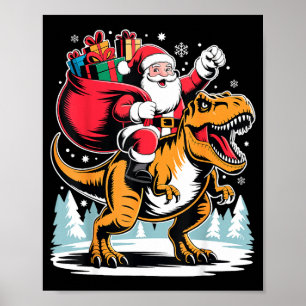 Santa Reitet Dinosaurier T Rex Weihnachten Jungen  Poster