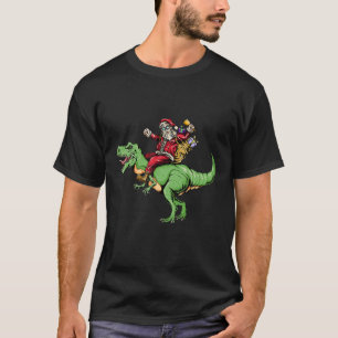 Santa Reitet Dinosaurier T Rex Weihnachtsgeschenke T-Shirt