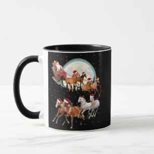 Santa reitet Pferde Pferdeschlitten Reitsport Tasse