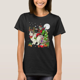 Santa Reitet Rentier Kuschelkatze Weihnachtsbaum T-Shirt