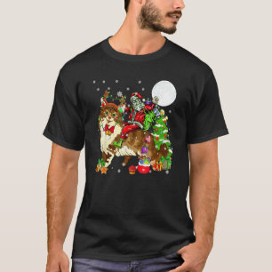 Santa Reitet Rentier Maine Coon Katze Weihnachtsba T-Shirt