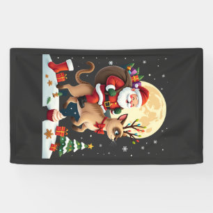 Santa Reitet Rentier Siamese Katze Weihnachtsbaum Banner