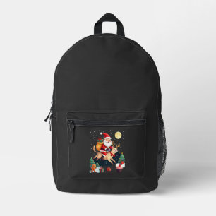 Santa Reitet Rentier Siamese Katze Weihnachtsbaum Bedruckter Rucksack