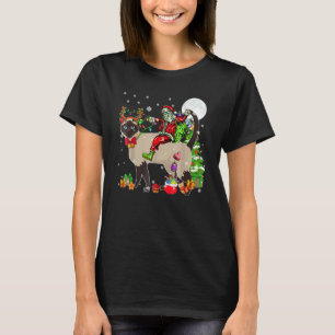 Santa Reitet Rentier Siamese Katze Weihnachtsbaum T-Shirt