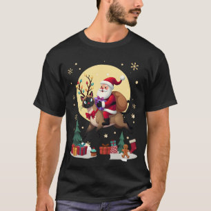 Santa Reitet Rentier Siamese Katze Weihnachtsbaum T-Shirt