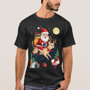 Santa Reitet Rentiere Siamkatze Weihnachtsbaum L T-Shirt