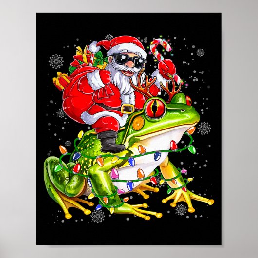 Santa-Reitfrosch-Weihnachtslichter Lustiger Weihna Poster (Vorne)