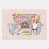 Santa Relaxen am Kamin mit Osterhase Geschenkpapier Set (Vorderseite 2)