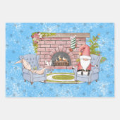 Santa Relaxen am Kamin mit Osterhase Geschenkpapier Set (Vorderseite)
