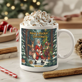 Santa Rentier Band Rockin' Weihnachten Kaffeetasse