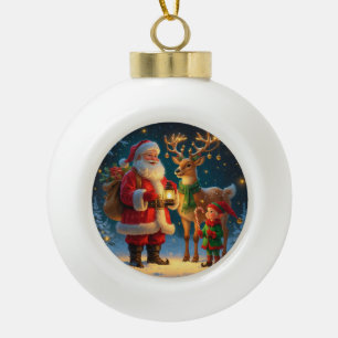 Santa-Rentier-Elf-Christmas-Personalisierter-Schmu Keramik Kugel-Ornament