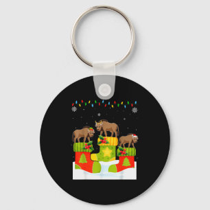 Santa-Rentier-Elf-Wildebeest in Weihnachts-Socken  Schlüsselanhänger