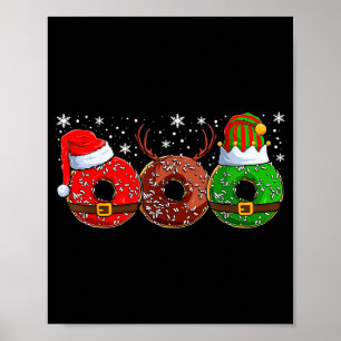 Santa-Rentier-Elfe-Donut-Weihnachten-Frauen Poster