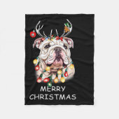 Santa-Rentier-Englische-Bulldogge-Hund-Weihnachtsl Fleecedecke (Vorderseite)