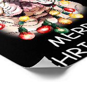 Santa-Rentier-Englische-Bulldogge-Hund-Weihnachtsl Poster (Ecke)