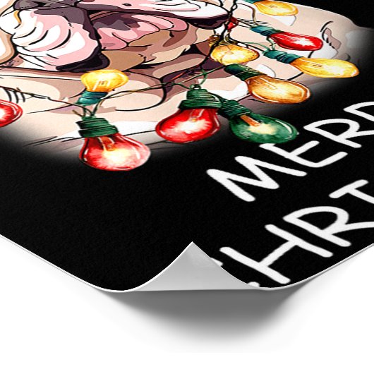 Santa-Rentier-Englische-Bulldogge-Hund-Weihnachtsl Poster (Ecke)