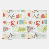 Santa, Rentier, Glocke und Weihnachtsbaumküche Handtuch (Horizontal)