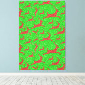 Santa Rentier Hellgrün Rot Frohe Weihnachten Leinwanddruck (Insitu (Holzboden))