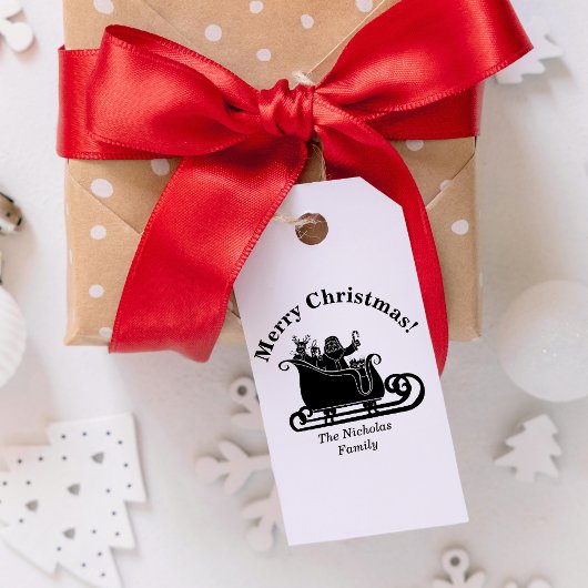 Santa, Rentier in Sleigh Weihnachtsfamilie Name Gummistempel