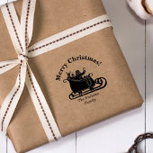Santa, Rentier in Sleigh Weihnachtsfamilie Name Gummistempel