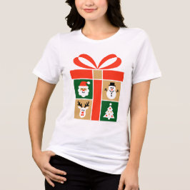 Santa, Rentier, Schneemann und Weihnachtsbaum Kuns Tri-Blend Shirt