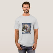 Santa, Rentier, Snowman und ein Weihnachtsbaum T-Shirt (Vorne ganz)
