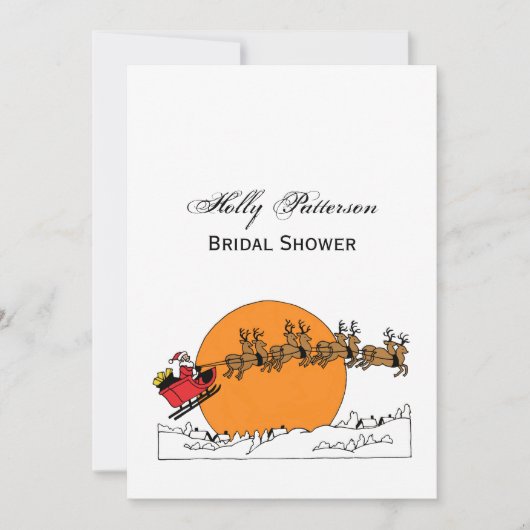 Santa Rentier über schneebedeckten Stadtmond Einladung (Vorderseite)