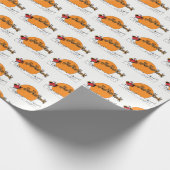 Santa Rentier über schneebedeckten Stadtmond Geschenkpapier (Ecke)