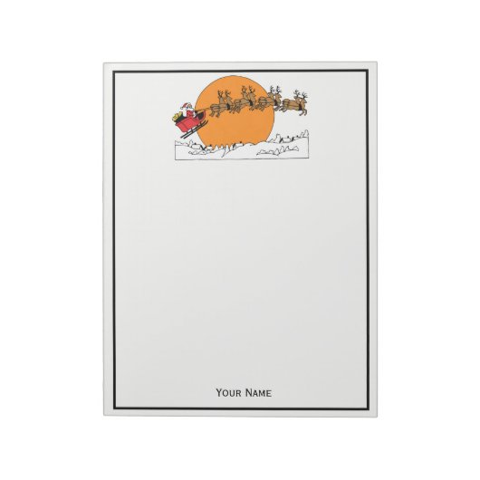 Santa Rentier über schneebedeckten Stadtmond Notizblock (Rotiert)